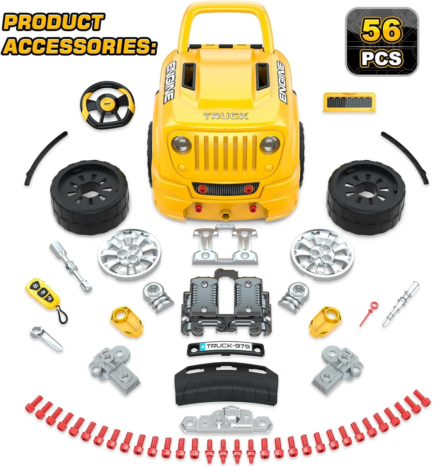 Toys Gifts for 3 4 5 6 7 8 Years Old Boys, Large Truck Engine, Mechanic Repair Set for Kids, Big Truck Builder Kit, Take Apart Motor Vehicle Play Car Service Station, for Kids